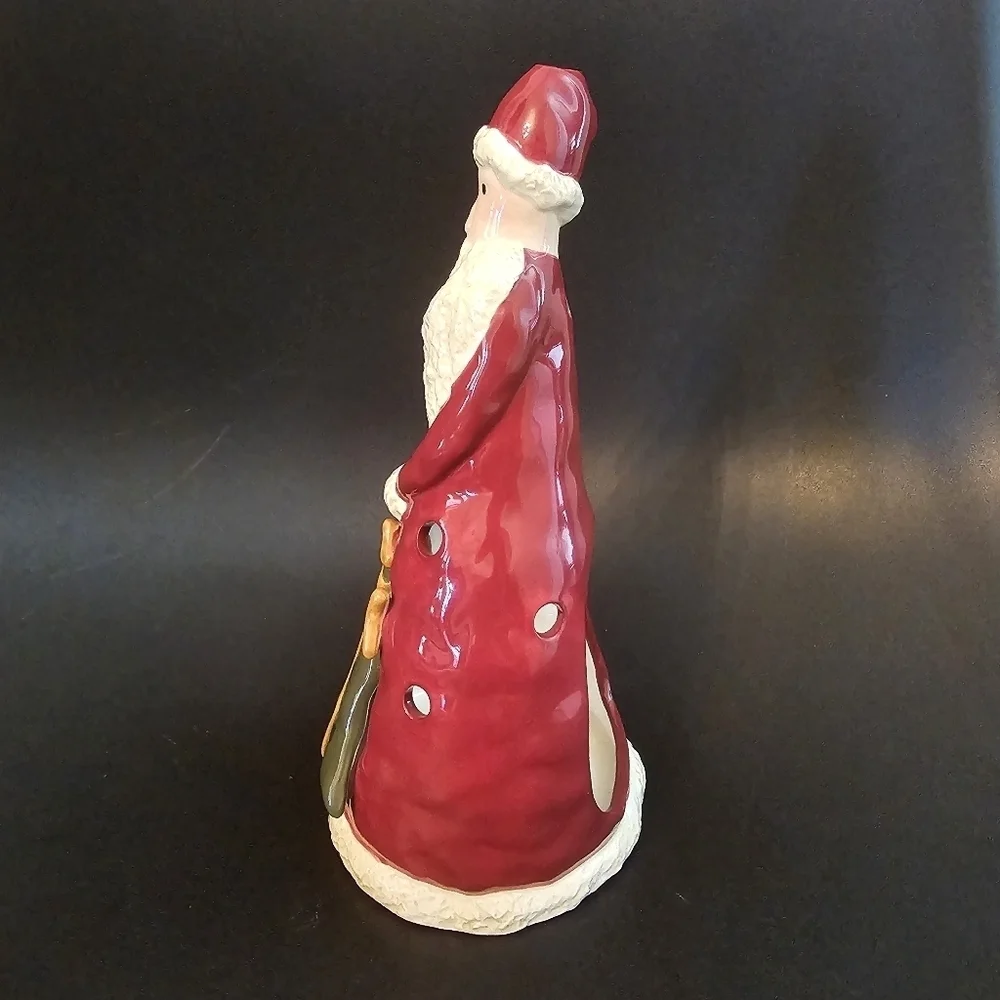 Vintage Santa Claus With Gift Tea Light Christmas Candle Holder Votive